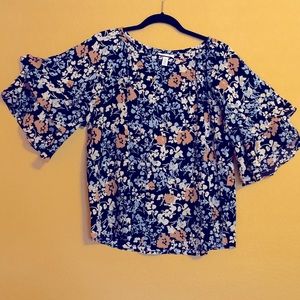 Charter Club bell sleeve flower print blouse